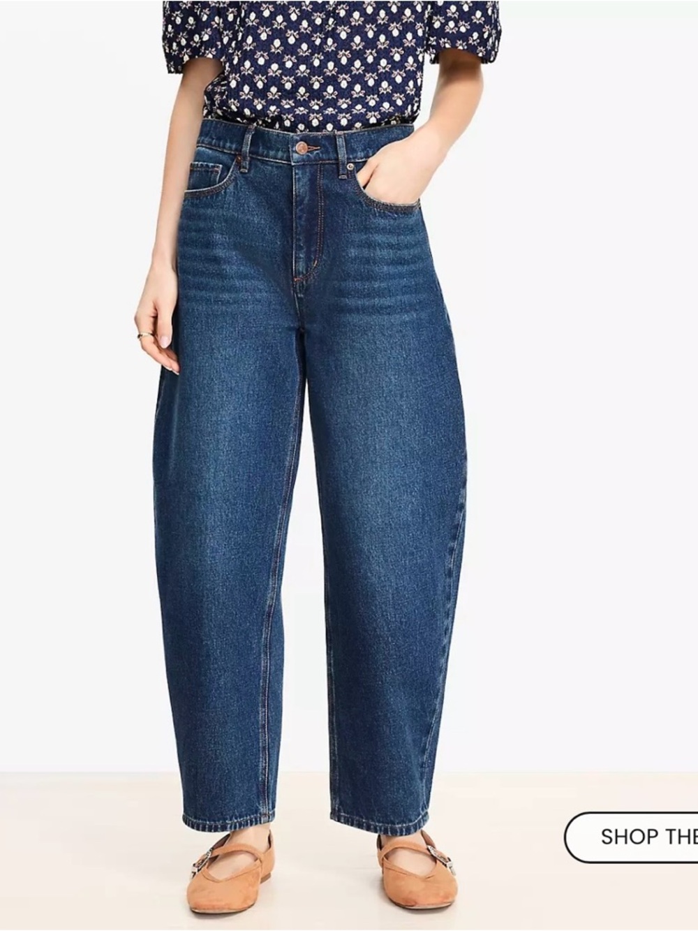 High-Rise LOFT Women’s Barrel Jeans in Dark Blue NWT